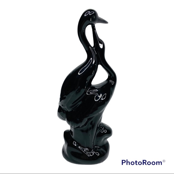 Vintage Ceramic Black Crane Bird Figurine Mid Century Palm Beach Regency… - Picture 2 of 8